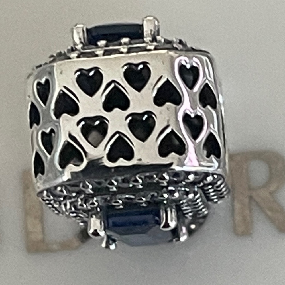 Pandora Blue Sparkling Leveled Rectangular Charm - image 4